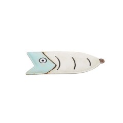 SMALL WHITE AND LIGHT BLUE FISH PLATE FUN - DECOR OBJECTS